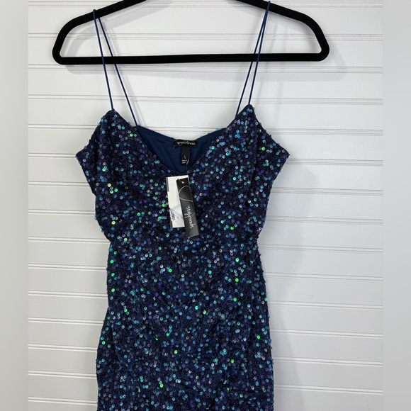 Speechless blue juniors sparkly sequined ruched mini dress. Size L. NWT - Picture 3 of 4